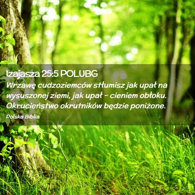 Picture 02 - Izajasza 25:5 POLUBG - Wrzawę cudzoziemców stłumisz jak upał na - Bible Verse Picture