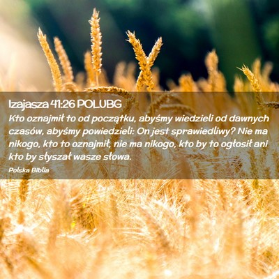 Picture 02 - Izajasza 41:26 POLUBG - Kto oznajmił to od początku, abyśmy wiedzieli - Bible Verse Picture