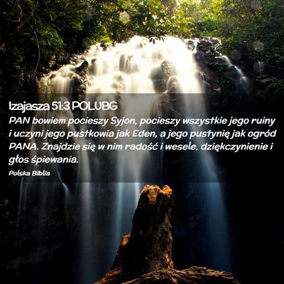 Picture 02 - Izajasza 51:3 POLUBG - PAN bowiem pocieszy Syjon, pocieszy wszystkie - Bible Verse Picture