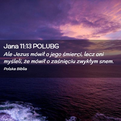 Picture 02 - Jana 11:13 POLUBG - Ale Jezus mówił o jego śmierci, lecz oni - Bible Verse Picture
