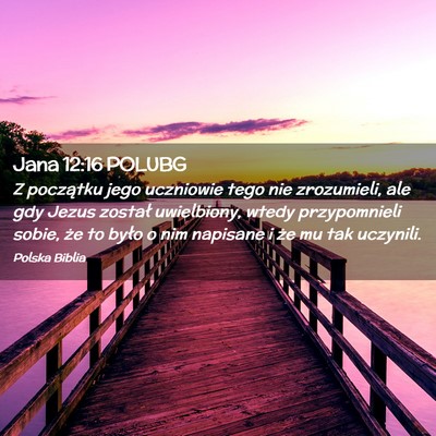 Picture 02 - Jana 12:16 POLUBG - Z początku jego uczniowie tego nie zrozumieli, - Bible Verse Picture