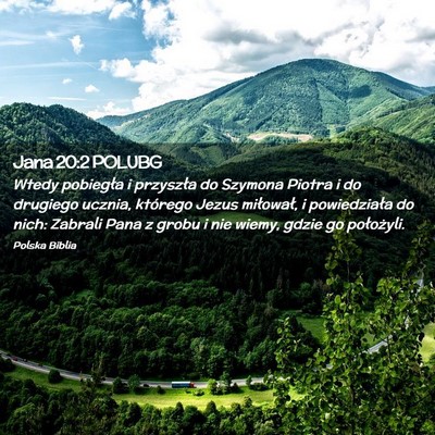 Picture 02 - Jana 20:2 POLUBG - Wtedy pobiegła i przyszła do Szymona Piotra i - Bible Verse Picture