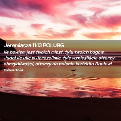 Picture 02 - Jeremiasza 11:13 POLUBG - Ile bowiem jest twoich miast, tylu twoich bogów, - Bible Verse Picture