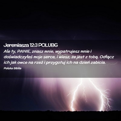 Picture 02 - Jeremiasza 12:3 POLUBG - Ale ty, PANIE, znasz mnie, wypatrujesz mnie i - Bible Verse Picture