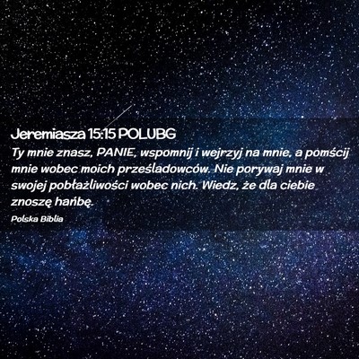 Picture 02 - Jeremiasza 15:15 POLUBG - Ty mnie znasz, PANIE, wspomnij i wejrzyj na mnie, - Bible Verse Picture