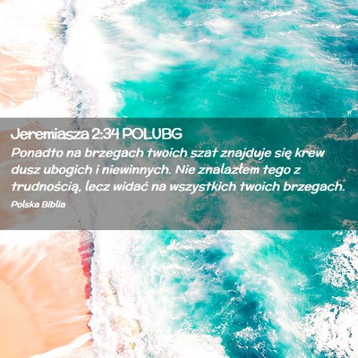Picture 02 - Jeremiasza 2:34 POLUBG - Ponadto na brzegach twoich szat znajduje się - Bible Verse Picture