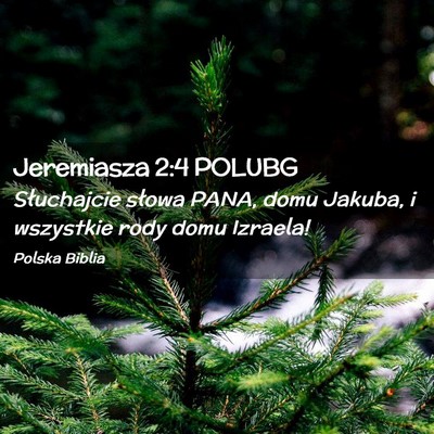 Picture 02 - Jeremiasza 2:4 POLUBG - Słuchajcie słowa PANA, domu Jakuba, i wszystkie - Bible Verse Picture