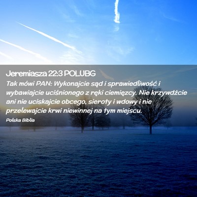 Picture 02 - Jeremiasza 22:3 POLUBG - Tak mówi PAN: Wykonajcie sąd i sprawiedliwość - Bible Verse Picture