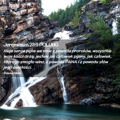 Picture 02 - Jeremiasza 23:9 POLUBG - Moje serce pęka we mnie z powodu proroków, - Bible Verse Picture