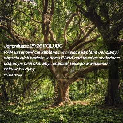 Picture 02 - Jeremiasza 29:26 POLUBG - PAN ustanowił cię kapłanem w miejsce kapłana - Bible Verse Picture