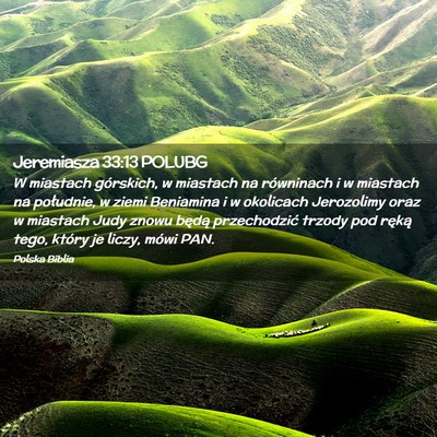 Picture 02 - Jeremiasza 33:13 POLUBG - W miastach górskich, w miastach na równinach i - Bible Verse Picture