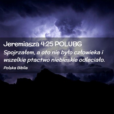 Picture 02 - Jeremiasza 4:25 POLUBG - Spojrzałem, a oto nie było człowieka i - Bible Verse Picture