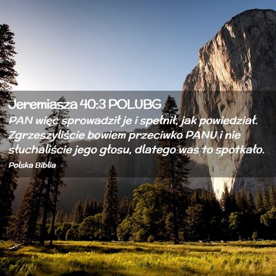 Picture 02 - Jeremiasza 40:3 POLUBG - PAN więc sprowadził je i spełnił, jak - Bible Verse Picture