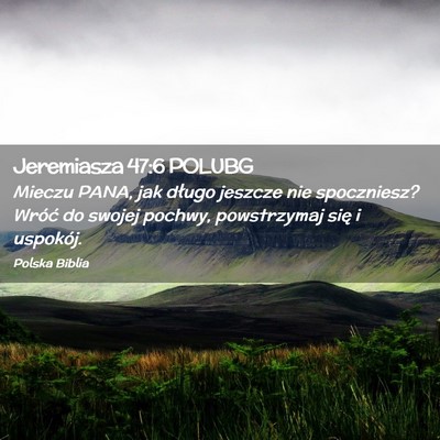 Picture 02 - Jeremiasza 47:6 POLUBG - Mieczu PANA, jak długo jeszcze nie spoczniesz? - Bible Verse Picture