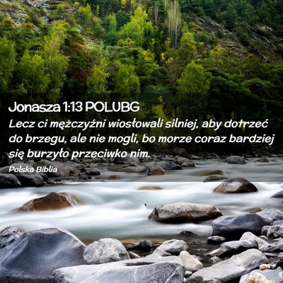 Picture 02 - Jonasza 1:13 POLUBG - Lecz ci mężczyźni wiosłowali silniej, aby - Bible Verse Picture