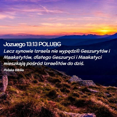 Picture 02 - Jozuego 13:13 POLUBG - Lecz synowie Izraela nie wypędzili Geszurytów i - Bible Verse Picture
