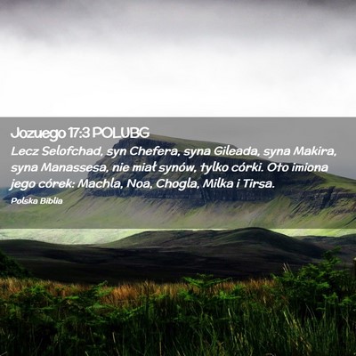 Picture 02 - Jozuego 17:3 POLUBG - Lecz Selofchad, syn Chefera, syna Gileada, syna - Bible Verse Picture