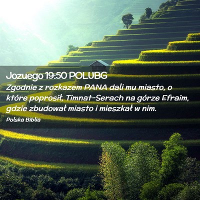 Picture 02 - Jozuego 19:50 POLUBG - Zgodnie z rozkazem PANA dali mu miasto, o które - Bible Verse Picture