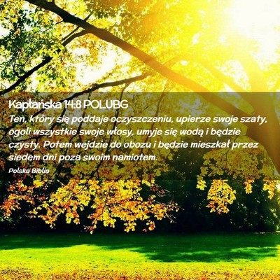 Picture 02 - Kapłańska 14:8 POLUBG - Ten, który się poddaje oczyszczeniu, upierze - Bible Verse Picture