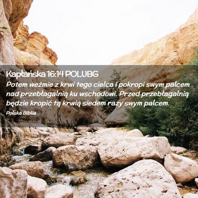 Picture 02 - Kapłańska 16:14 POLUBG - Potem weźmie z krwi tego cielca i pokropi swym - Bible Verse Picture
