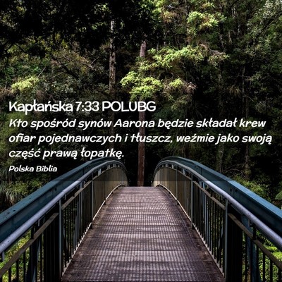 Picture 02 - Kapłańska 7:33 POLUBG - Kto spośród synów Aarona będzie składał - Bible Verse Picture