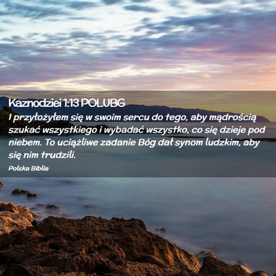 Picture 02 - Kaznodziei 1:13 POLUBG - I przyłożyłem się w swoim sercu do tego, aby - Bible Verse Picture