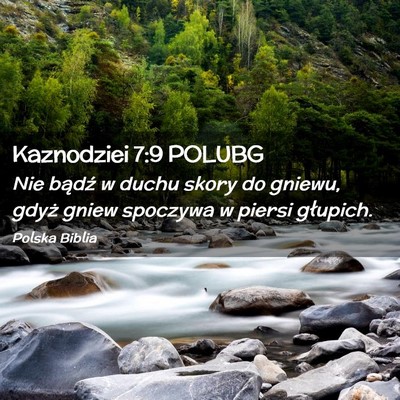 Picture 02 - Kaznodziei 7:9 POLUBG - Nie bądź w duchu skory do gniewu, gdyż gniew - Bible Verse Picture