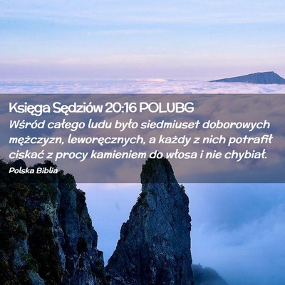 Picture 02 - Księga Sędziów 20:16 POLUBG - Wśród całego ludu było siedmiuset doborowych - Bible Verse Picture
