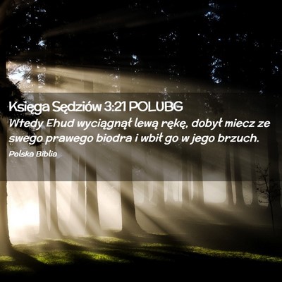 Picture 02 - Księga Sędziów 3:21 POLUBG - Wtedy Ehud wyciągnął lewą rękę, dobył - Bible Verse Picture