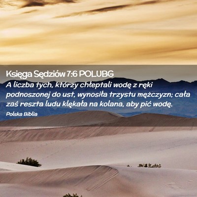 Picture 02 - Księga Sędziów 7:6 POLUBG - A liczba tych, którzy chłeptali wodę z ręki - Bible Verse Picture