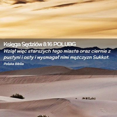 Picture 02 - Księga Sędziów 8:16 POLUBG - Wziął więc starszych tego miasta oraz ciernie - Bible Verse Picture