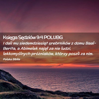 Picture 02 - Księga Sędziów 9:4 POLUBG - I dali mu siedemdziesiąt srebrników z domu - Bible Verse Picture