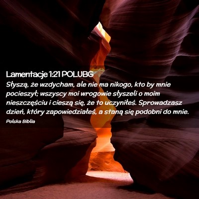 Picture 02 - Lamentacje 1:21 POLUBG - Słyszą, że wzdycham, ale nie ma nikogo, kto by - Bible Verse Picture