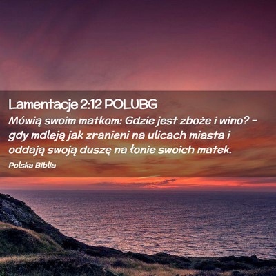 Picture 02 - Lamentacje 2:12 POLUBG - Mówią swoim matkom: Gdzie jest zboże i wino? - Bible Verse Picture