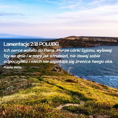 Picture 02 - Lamentacje 2:18 POLUBG - Ich serce wołało do Pana. Murze córki Syjonu, - Bible Verse Picture