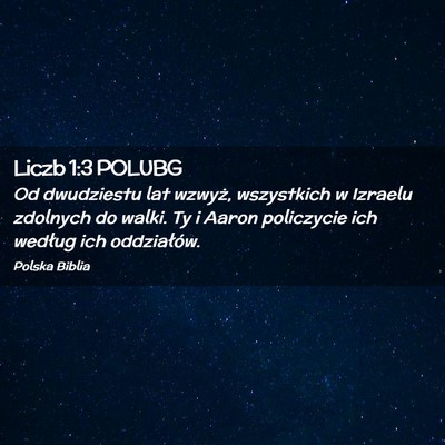 Picture 02 - Liczb 1:3 POLUBG - Od dwudziestu lat wzwyż, wszystkich w Izraelu - Bible Verse Picture