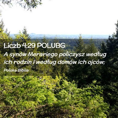 Picture 02 - Liczb 4:29 POLUBG - A synów Merariego policzysz według ich rodzin i - Bible Verse Picture