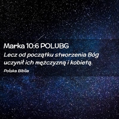 Picture 02 - Marka 10:6 POLUBG - Lecz od początku stworzenia Bóg uczynił ich - Bible Verse Picture