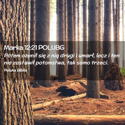 Picture 02 - Marka 12:21 POLUBG - Potem ożenił się z nią drugi i umarł, lecz i - Bible Verse Picture