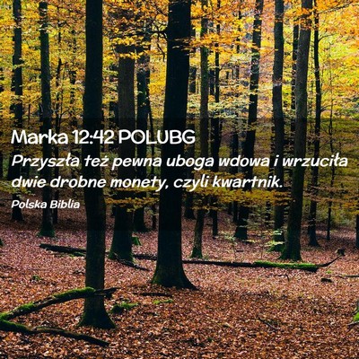 Picture 02 - Marka 12:42 POLUBG - Przyszła też pewna uboga wdowa i wrzuciła dwie - Bible Verse Picture