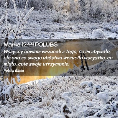 Picture 02 - Marka 12:44 POLUBG - Wszyscy bowiem wrzucali z tego, co im zbywało, - Bible Verse Picture