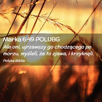 Picture 02 - Marka 6:49 POLUBG - Ale oni, ujrzawszy go chodzącego po morzu, - Bible Verse Picture