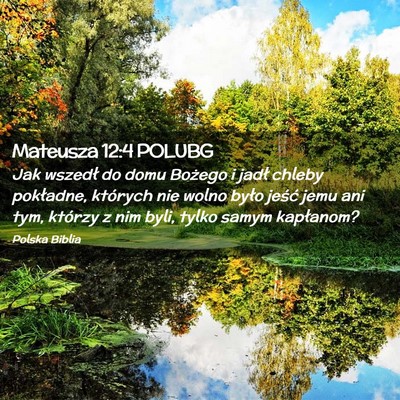Picture 02 - Mateusza 12:4 POLUBG - Jak wszedł do domu Bożego i jadł chleby - Bible Verse Picture