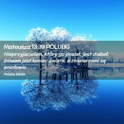 Picture 02 - Mateusza 13:39 POLUBG - Nieprzyjacielem, który go posiał, jest diabeł, - Bible Verse Picture
