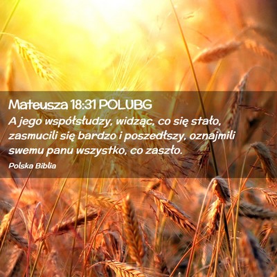 Picture 02 - Mateusza 18:31 POLUBG - A jego współsłudzy, widząc, co się stało, - Bible Verse Picture