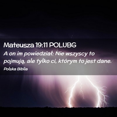 Picture 02 - Mateusza 19:11 POLUBG - A on im powiedział: Nie wszyscy to pojmują, ale - Bible Verse Picture