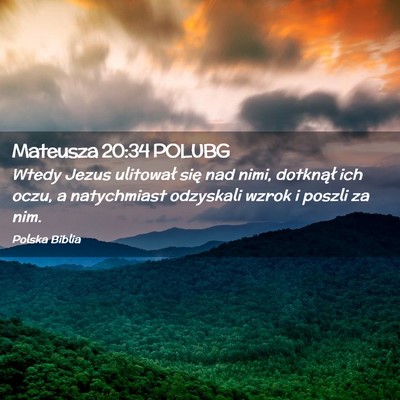 Picture 02 - Mateusza 20:34 POLUBG - Wtedy Jezus ulitował się nad nimi, dotknął - Bible Verse Picture