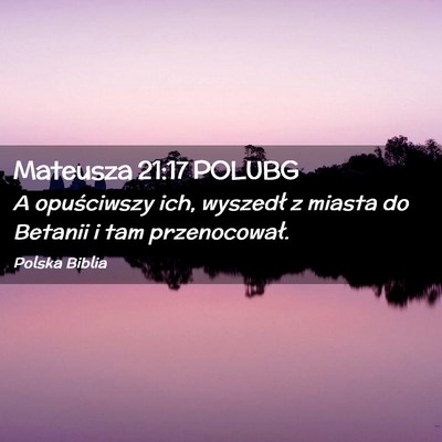 Picture 02 - Mateusza 21:17 POLUBG - A opuściwszy ich, wyszedł z miasta do Betanii i - Bible Verse Picture