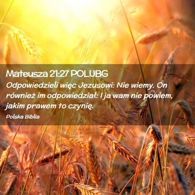 Picture 02 - Mateusza 21:27 POLUBG - Odpowiedzieli więc Jezusowi: Nie wiemy. On - Bible Verse Picture