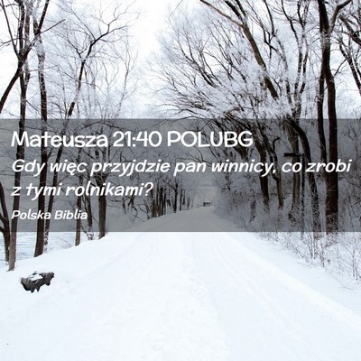 Picture 02 - Mateusza 21:40 POLUBG - Gdy więc przyjdzie pan winnicy, co zrobi z tymi - Bible Verse Picture